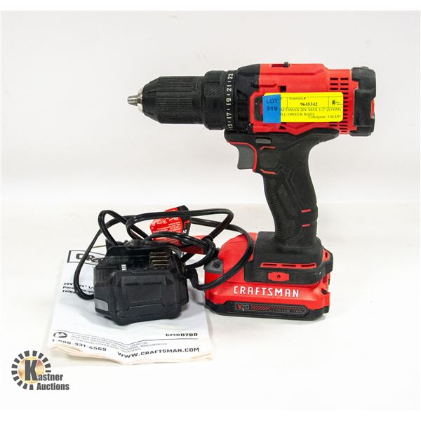 CRAFTSMAN 20V MAX 1/2" (13MM) DRILL/DRIVER WITH