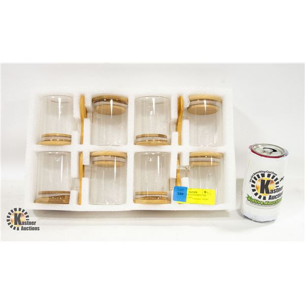 NEW 8 JARS WITH BAMBOO AIR TIGHT SEAL LIDS