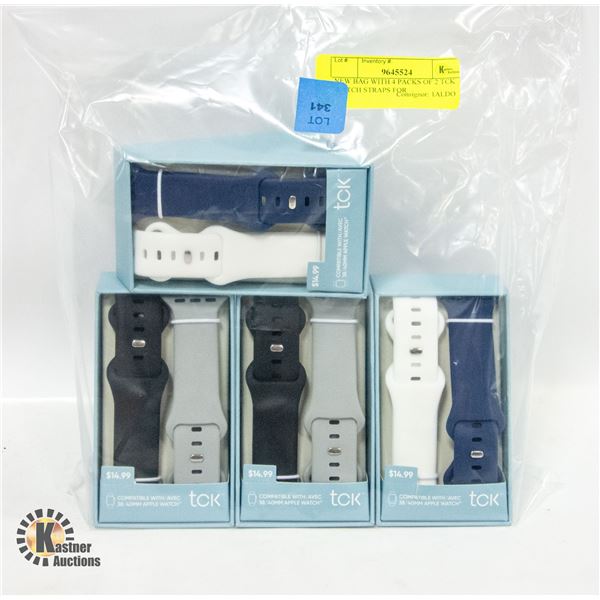NEW BAG WITH 4 PACKS OF 2 TCK WATCH STRAPS FOR