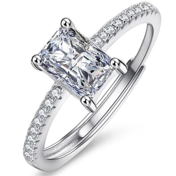 1.0 CT GRA CERTIFIED EMERALD CUT MOISSANITE RING