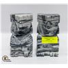 Image 1 : VINTAGE PAIR OF 7.2" ONYX MARBLE AZTEC-TIKI STONE-