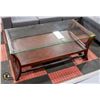 Image 1 : GLASS TOP WOODEN COFFEE TABLE H-19.25" W-24"