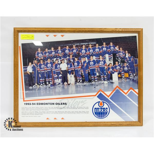 1994 FRAMED OILERS POSTER 25.5" X 20"