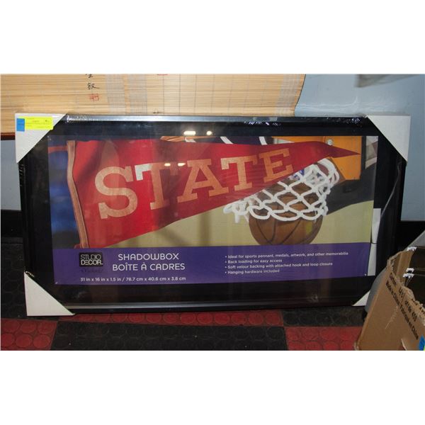 SHADOWBOX 31" X 16" X 1.5" BLACK WOOD FROM