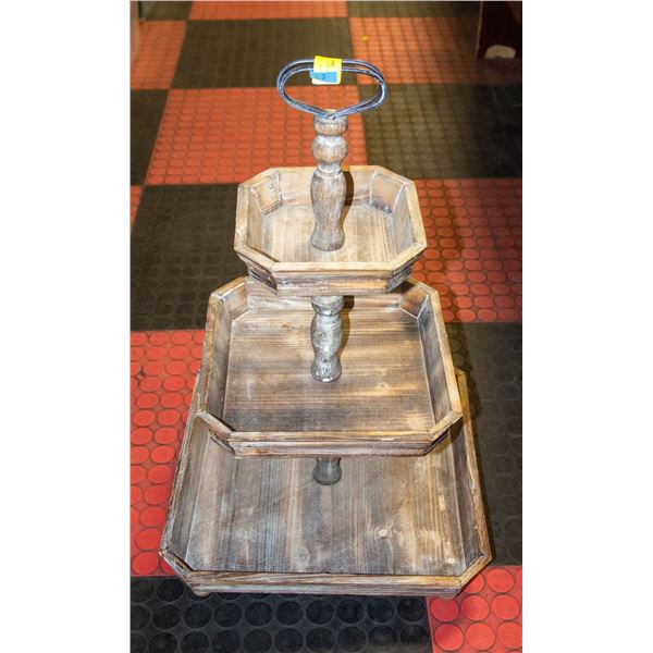 WOOD DISPLAY STAND W/ LEGS - 3 TIERS 7.75"