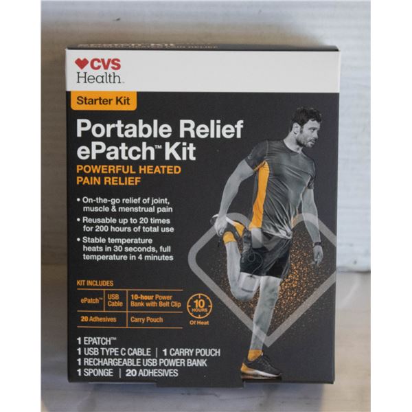 NEW CVS HEALTH PORTABLE RELIEF E PATCH STARTER KIT