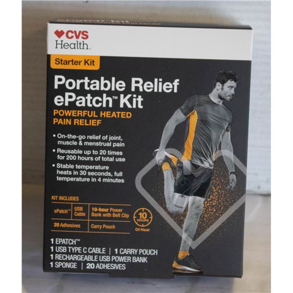 NEW CVS HEALTH PORTABLE RELIEF E PATCH STARTER KIT