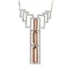 Image 2 : 18k White Gold 9.9 ctw GIA Imperial Topaz & Diamond 16" Geometric Pendant Neckla