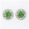 Image 1 : NEW 18k White Gold 2.55 ctw Round Brilliant Tsavorite Stud Earrings & Diamond Ha
