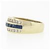 Image 6 : 14K Yellow Gold 1.37 ctw Blue Square Step Channel Set Sapphire & Diamond Band Ri