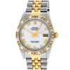 Image 2 : Rolex Mens Two Tone White Roman Pyramid Diamond Bezel Datejust Wristwatch 36MM
