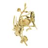 Image 3 : Vintage 18k Gold Ruby Enamel Flower Mother Bird Feeding Babies on Branch Brooch