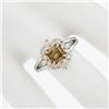 Image 4 : NEW Plat 14k Gold GIA Fancy Yellow Brown Solitaire w/ Marquise Diamond Halo Ring