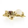 Image 5 : Estate 14K Gold Red Spinel & Baroque Pearl Detailed Fly Bee Insect Pin Brooch