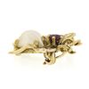 Image 6 : Estate 14K Gold Red Spinel & Baroque Pearl Detailed Fly Bee Insect Pin Brooch