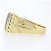 Image 6 : Mens 14K Gold .35 ctw Inlaid Black Onyx w/ Diamond Channel Polished Wide Band Ri