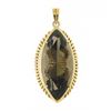 Image 1 : Vintage Retro 14K Gold Large Marquise Smoky Quartz Handmade Open Wire Pendant