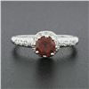 Image 2 : Vintage 18k White Gold.93 ctw Round Prong Garnet Solitaire & Diamond Accents Rin