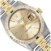 Image 1 : Rolex Mens 2 Tone Champagne Index Diamond And Emerald Bezel Datejust Wristwatch