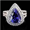 Image 2 : 4.32 ctw Tanzanite and 0.81 ctw Diamond Platinum Ring