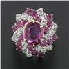 Image 4 : Vintage Platinum 6.90 ctw GIA Oval Pink Ceylon Sapphire Round Diamond Swirl Ring