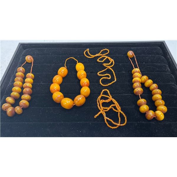 Collection of Orange/Brown Beaded Costume Jewellery Braclets