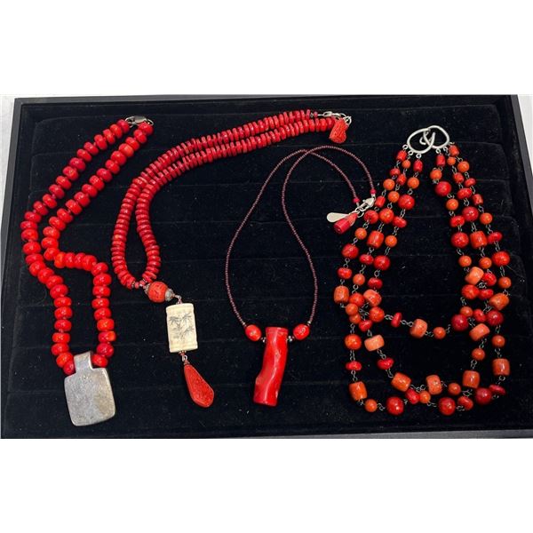 Collection of Red Costume Jewellery Necklaces