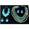 Image 1 : Collection of Blue Beaded Costume Jewellery Necklace, Bracelet and Earrings