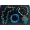 Image 1 : Collection of Blue Beaded Costume Jewellery Necklaces and Bracelet