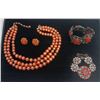 Image 1 : Collection of Orange Beaded Costume Jewellery Necklace, Bracelets and Earrings