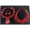 Image 1 : Collection of Red Beaded Costume Jewellery Necklaces and Earrings