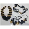 Image 1 : Collection of Black and "Gold" Beaded Costume Jewelery Necklaces