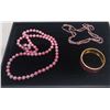 Image 1 : Collection of Pink Beaded Costume Jewellery Necklaces and Bracelet