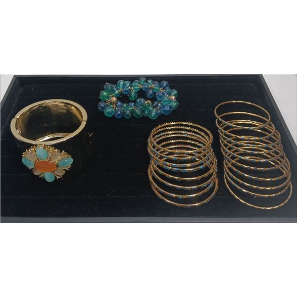 Collection of Blue Beaded Costume Jewellery Bracelets