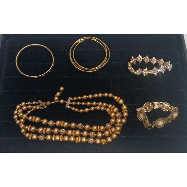 Collection of "Gold" Costume Jewellery Necklace and Bracelets