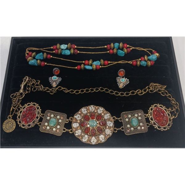 Collection of Multi Coloured Beaded Costume Jewellery Necklaces and Earrings