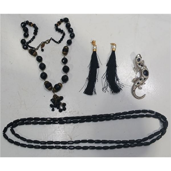 Collection of Costume Jewellery Necklaces, Earrings and Gecko Brooch