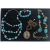 Image 1 : Collection of Blue Beaded Costume Jewellery Necklace, and Bracelet
