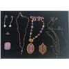 Image 1 : Collection of Purple Beaded Costume Jewellery Necklaces, Brooch, Earrings and Rings