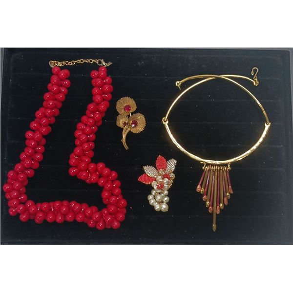 Collection of Costume Jewellery Necklaces and Brooches