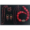 Image 1 : Collection of Red Beaded Costume Jewellery Necklaces and Earrings