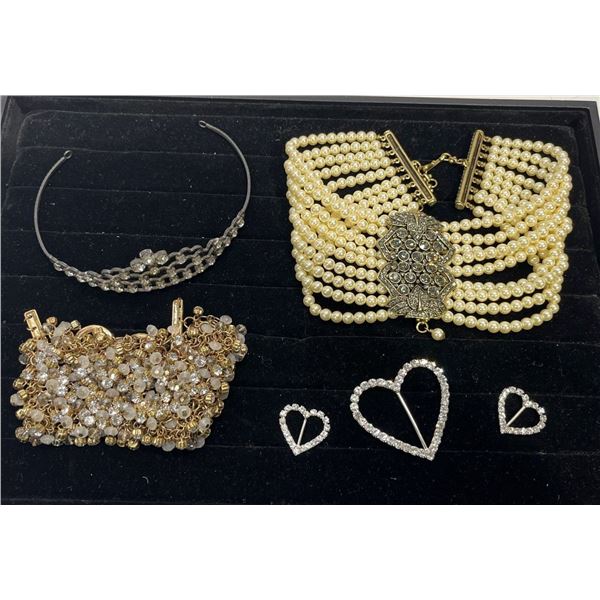 Collection of Costume Jewellery Choker, Bracelet, Tiara and Hair Pins