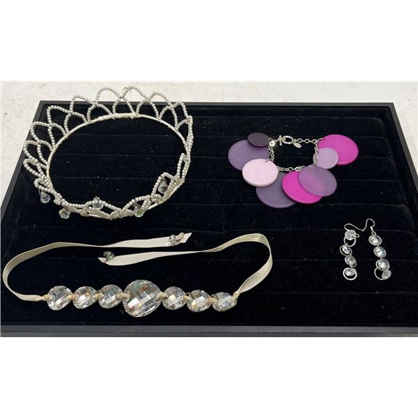 Collection of Costume Jewellery Choker, Bracelet, Tiara and Earrings