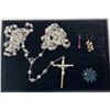 Image 1 : Collection of Costume Jewellery 2 Person Rosary, Earrings, and a Hair Pin