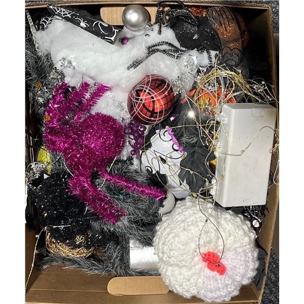 Box of Halloween Themed Decor