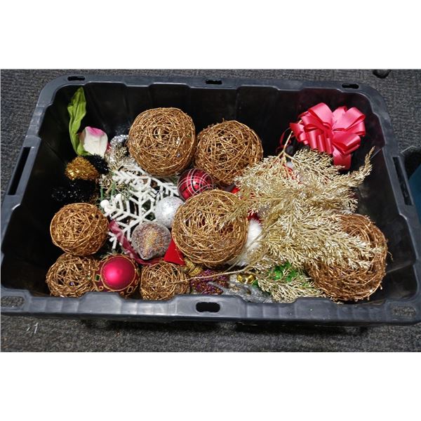 Bin of Holiday Decor
