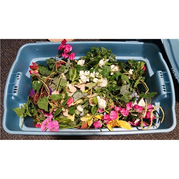 Bin of Artificial Flowers