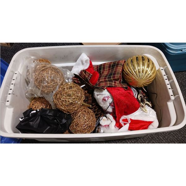 Bin of Holiday Decor