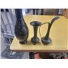 Image 3 : 3 brass etched vases marked India