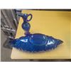 Image 3 : blue glass tray & vase